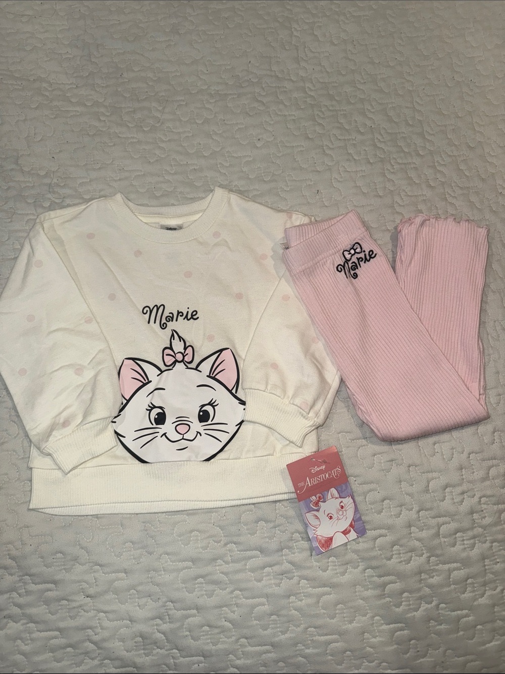 Disney Marie Girls White & Pink Two-Piece
 Set